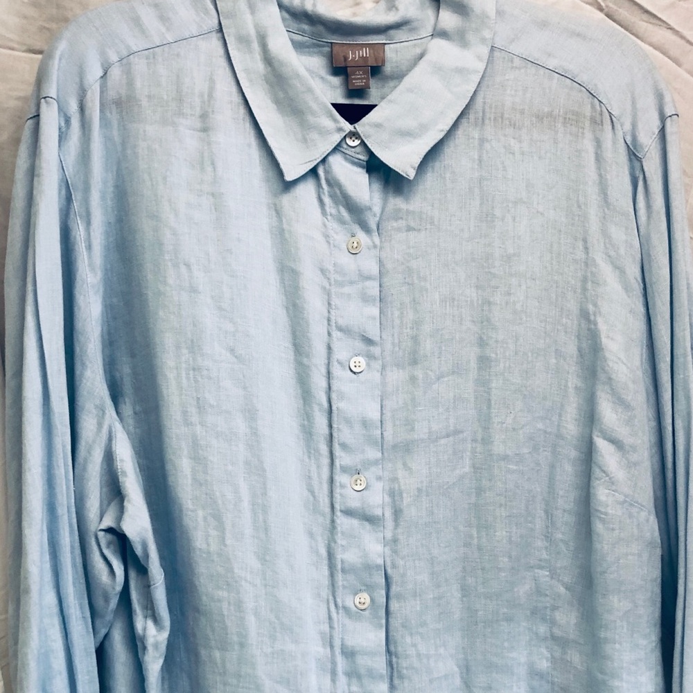 Amazingly Soft J•Jill sky blue 100% linen shirt